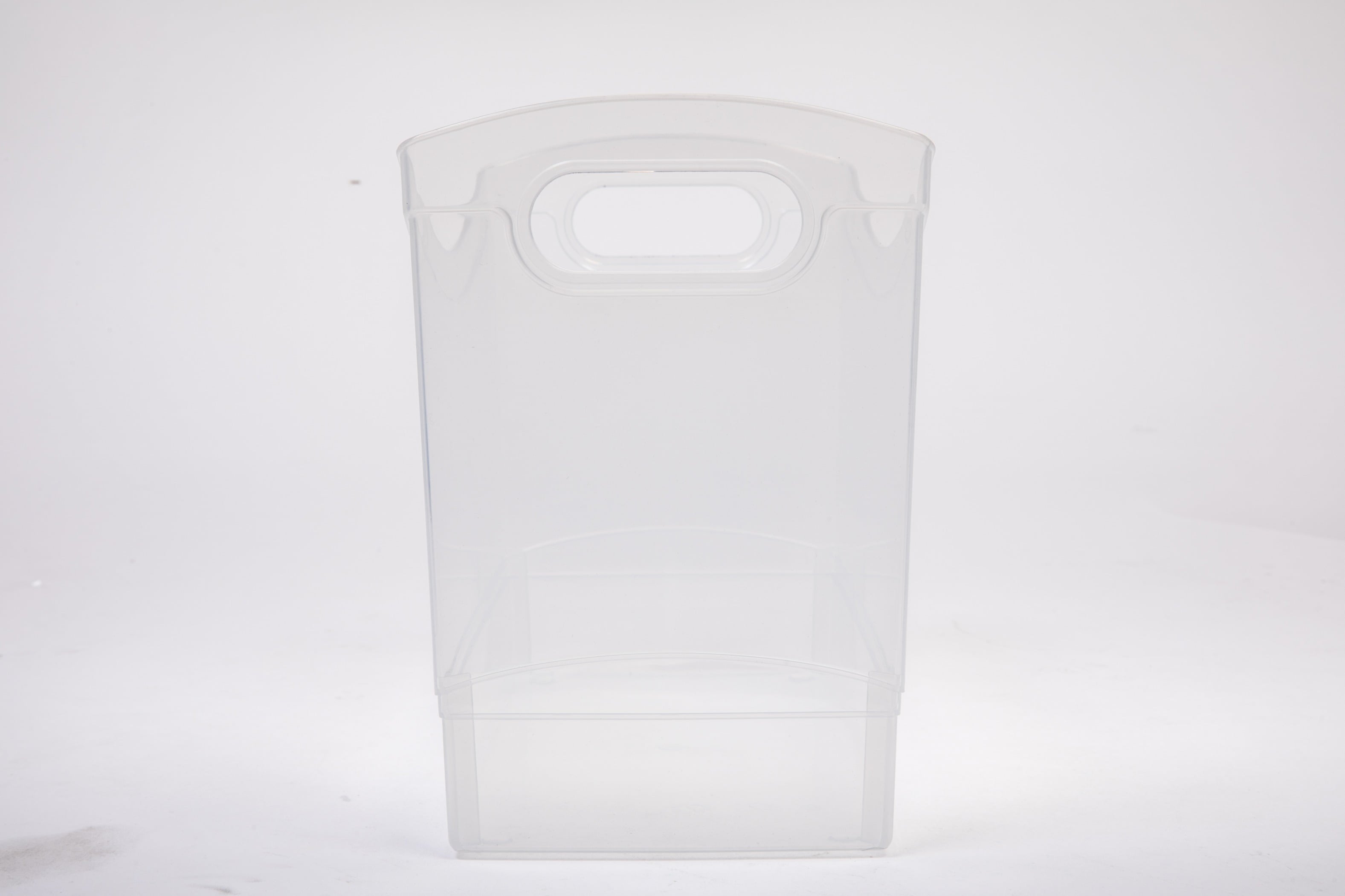 12 Qt Clear Plastic Storage Bin Organizer with Carrying Handles, Narrow Rectangular Utility Container for Pantry, Closet, Cabinet and Shelf Storage