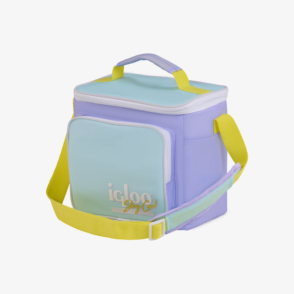 Igloo 9 can Retro Square Lunch Cooler Bag, Lilac Breeze and Light Blue