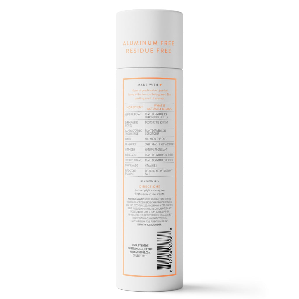 Aluminum Free Deodorant Spray For Women, 72 Hour Deodorant Spray, Sweet Peach & Nectar, 3.5oz