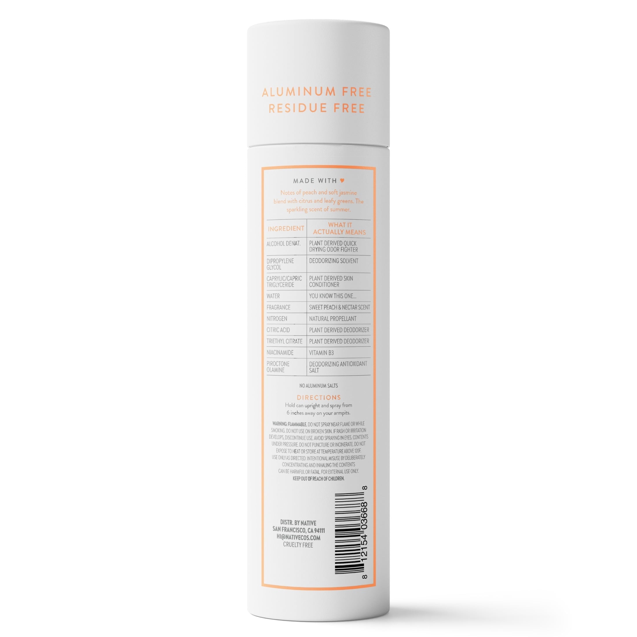 Aluminum Free Deodorant Spray For Women, 72 Hour Deodorant Spray, Sweet Peach & Nectar, 3.5oz