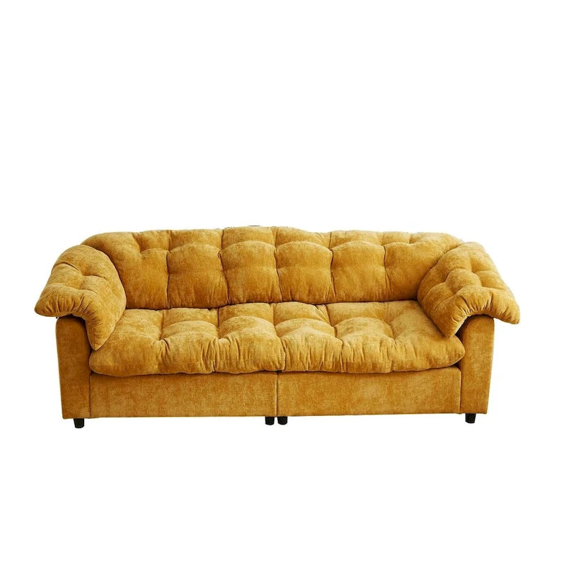99.2 Chenille Comfort Deep Seat Sofa, Upholstered Fluffy Cloud Sofa