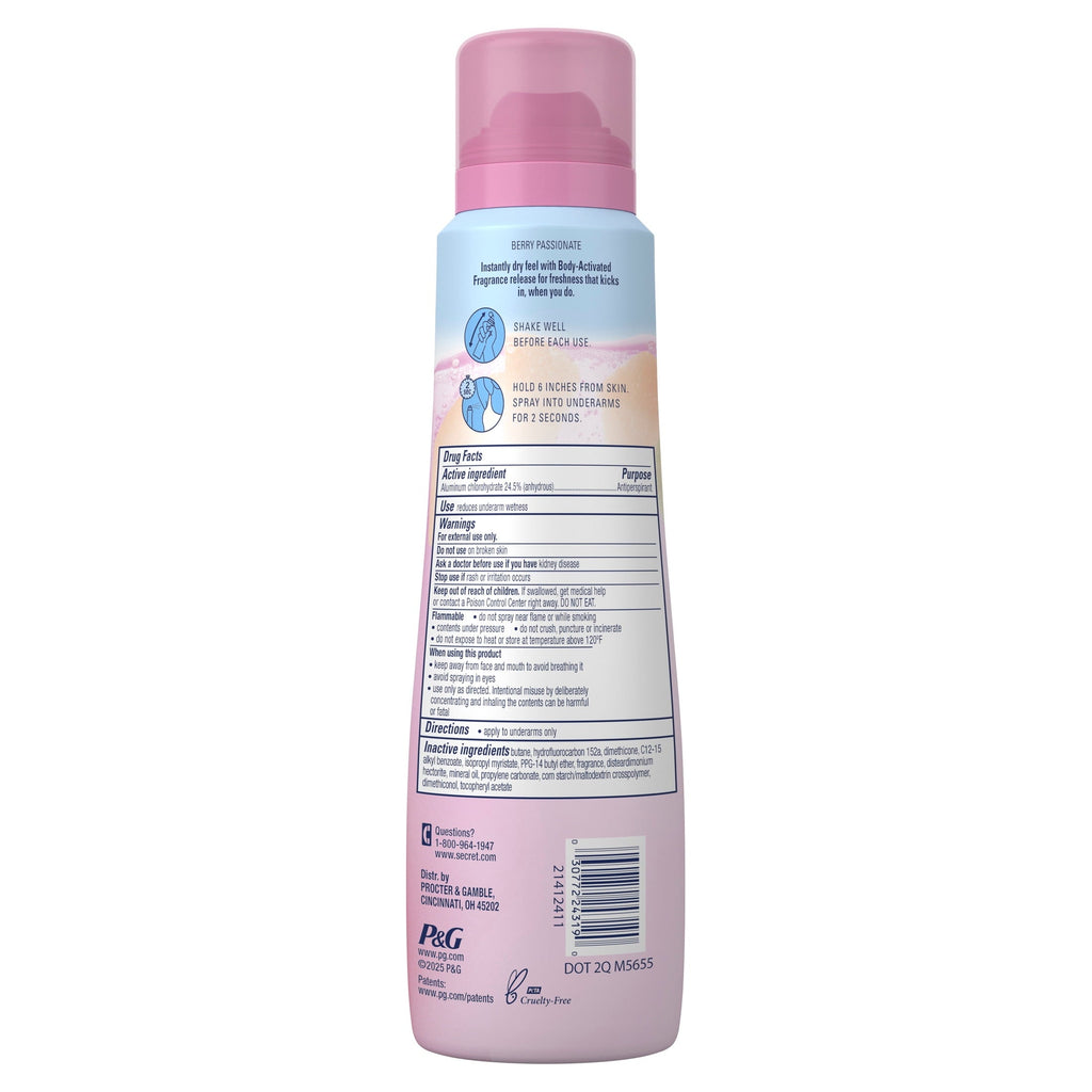 Dry Spray Antiperspirant Deodorant for Women, Berry Passionate, 4.1oz