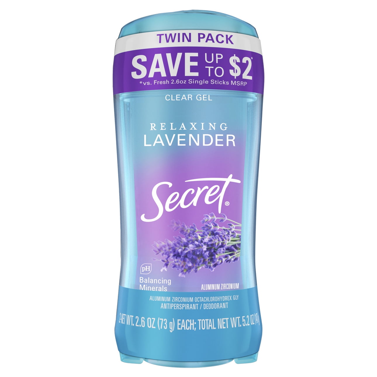 Fresh Clear Gel Antiperspirant Deodorant, Lavender, 2.6 oz (2 Pack)