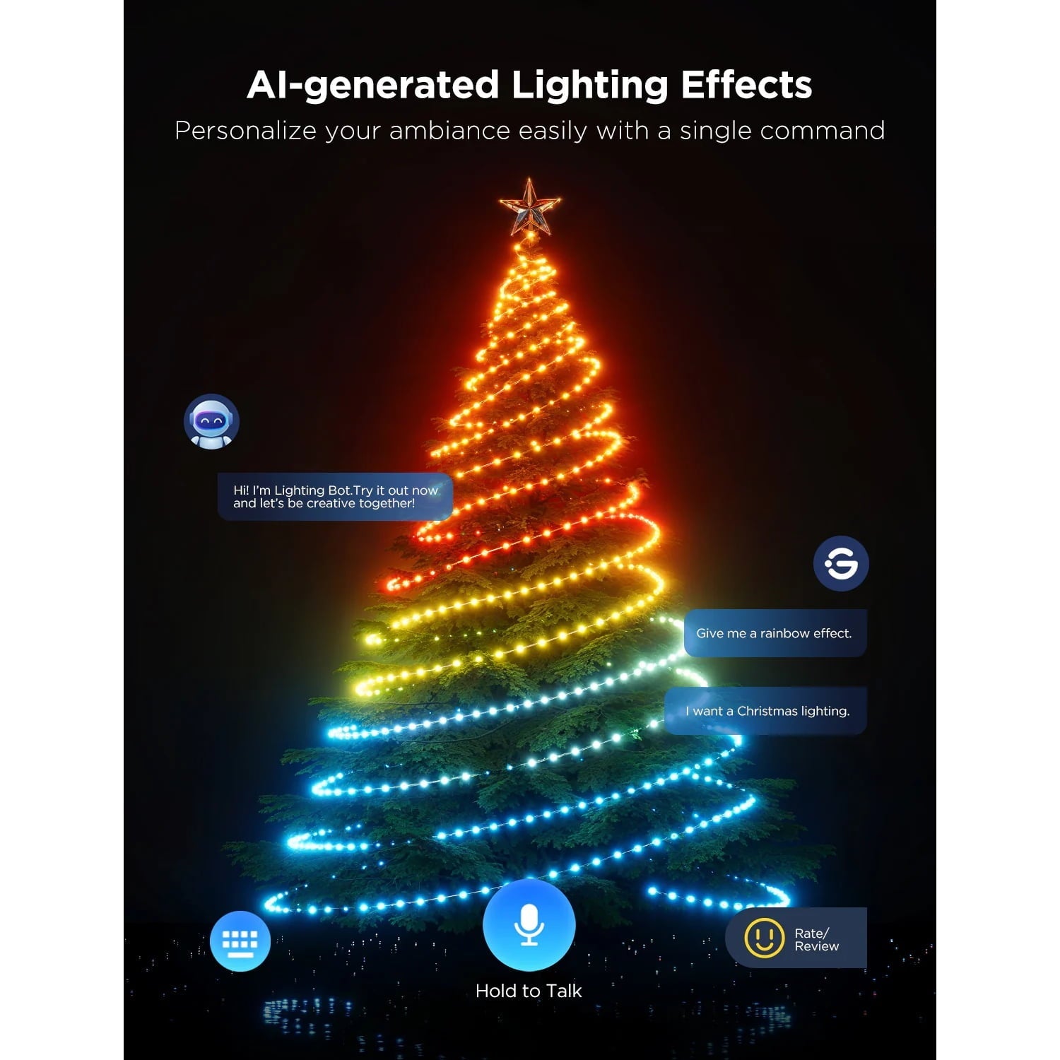 Christmas Lights LED Waterproof Outdoor White 66ft