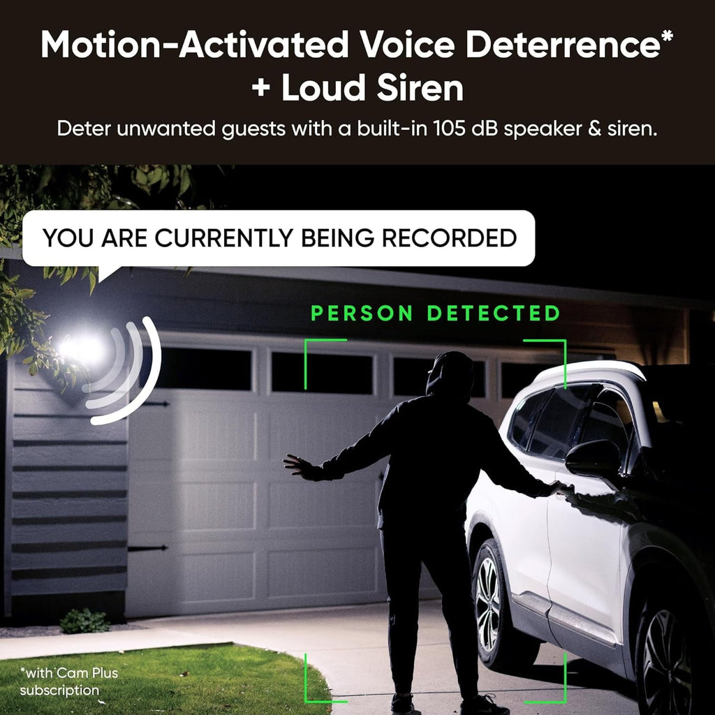 2K HD Outdoor Security Cam, Motion Light, Color Night Vision, 105db Siren, Floodlight Camera v2, 2800-Lumen LEDs
