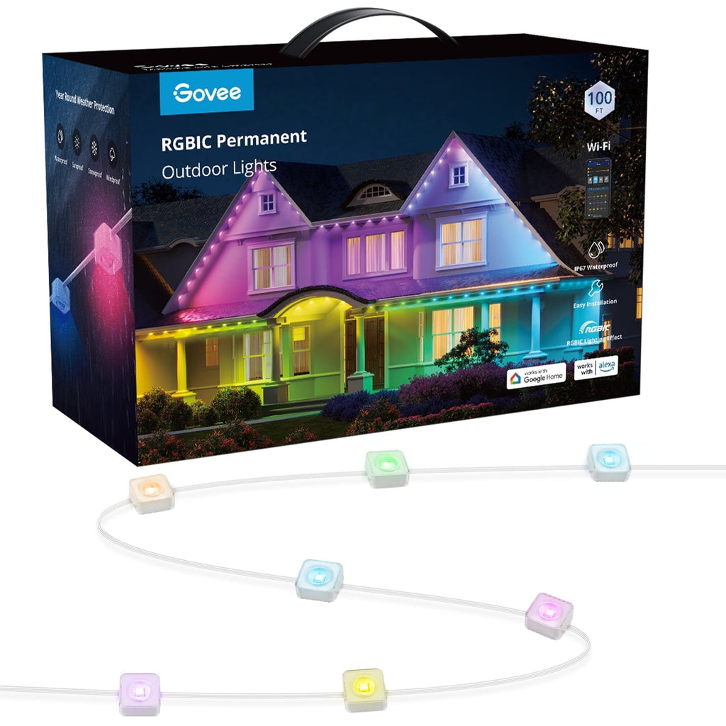 100ft RGBIC Permanent Outdoor Lights with 72 Lights, White version