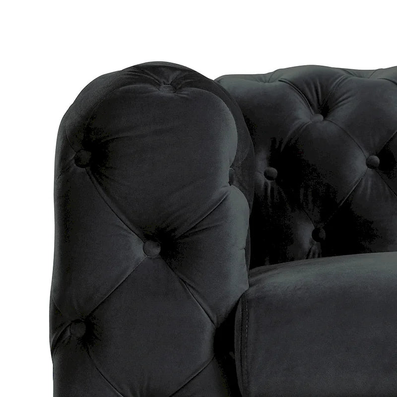 Morden Fort Modern Loveseat Two-Seater Sofa with Dutch Velvet, Solid Wood Frame and Iron Legs