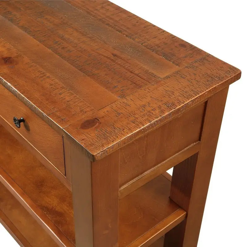 Wood Console Table with 3 Storage Drawers and 2 Shelves