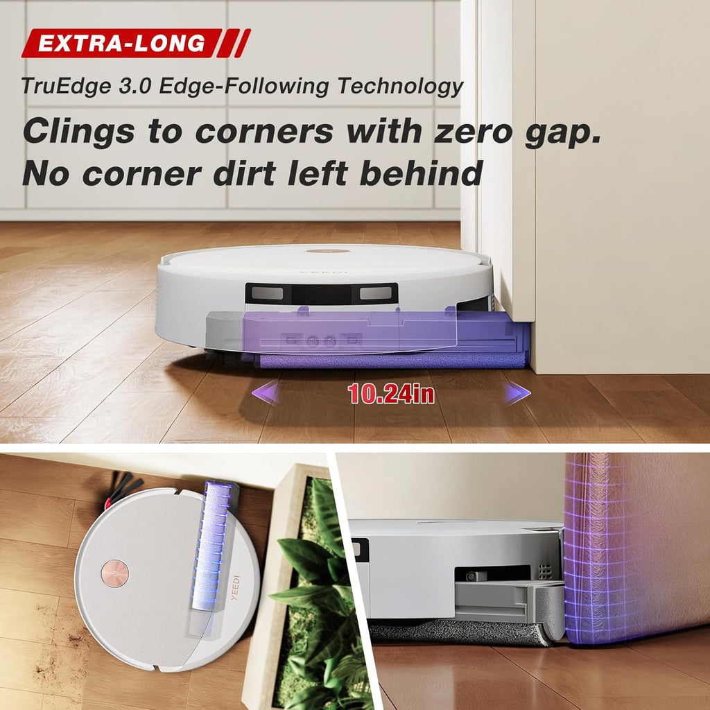 Yeedi M16 Infinity Robot Vacuum & Mop, 30000Pa Blast Suction, Infinity Runtime, Instant Self-Cleaning OZMO Roller Mop, Hot Water Wash & Hot Air Dry Omni Station, ZeroTangle 4.0, AI Obstacle Avoidance