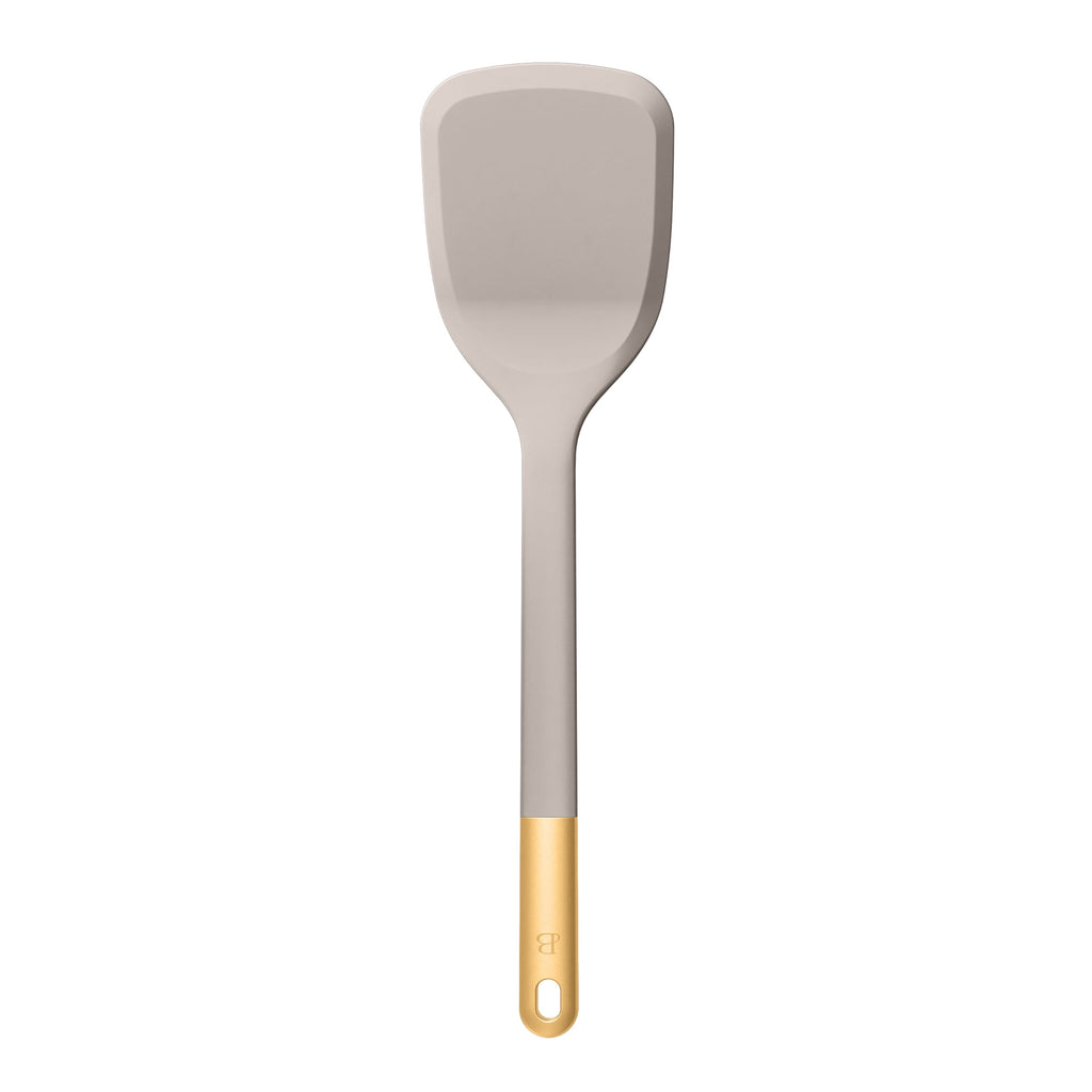 6-Piece Silicone Kitchen Utensil Tool Set with Rotating Rack by Drew Barrymore, Porcini Taupe