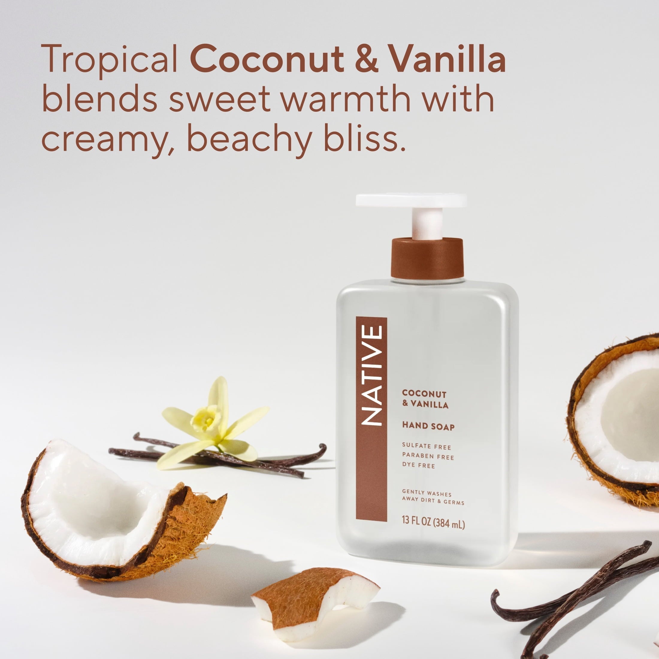 Liquid Hand Soap, Coconut & Vanilla, Non-drying, Naturally Derived Cleansers, Sulfate Free, 13 fl oz