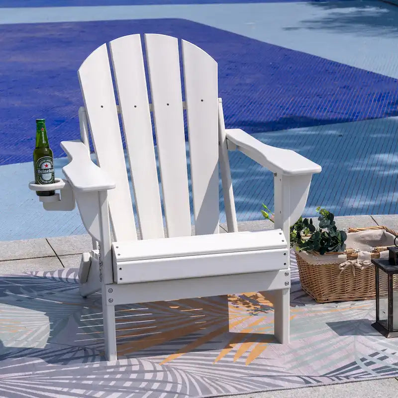 Outdoor Folding Adirondack Chair Patio Chair with Cup Holder