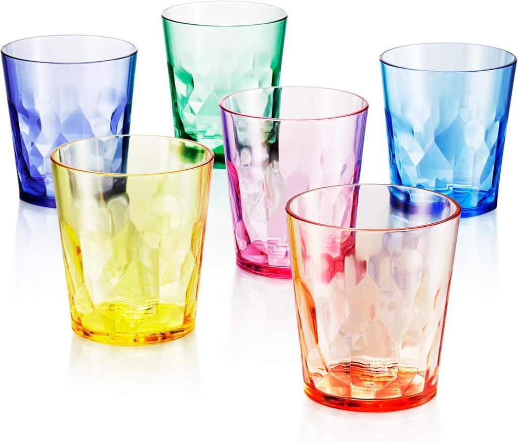 13oz Unbreakable Drinking Glasses Set of 6 - - Super Grade Plastic - for Gifts - - Cups Drinkware Tumblers