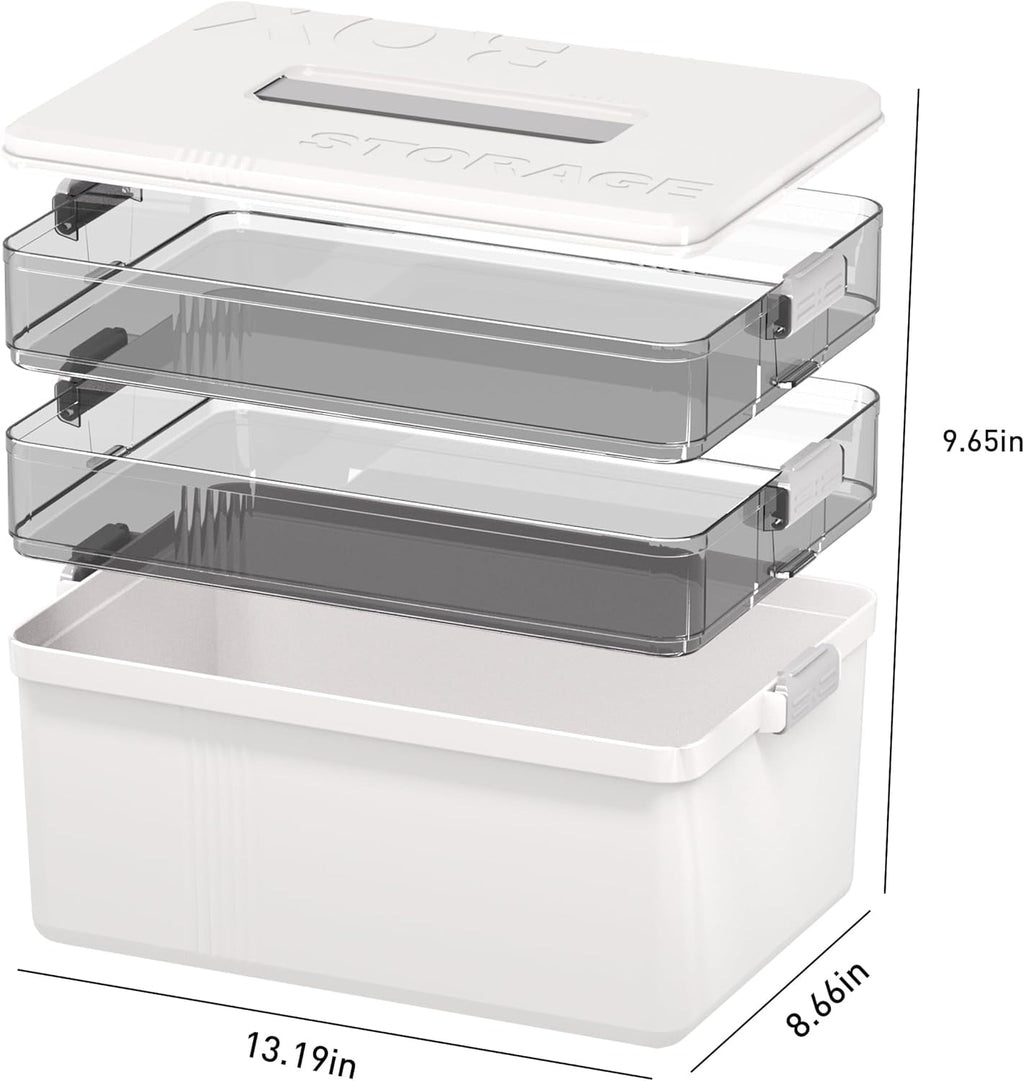 5 Layer storage bins with lid Stack & Carry Box Plastic Handled with Removable Tray for Craft Adult