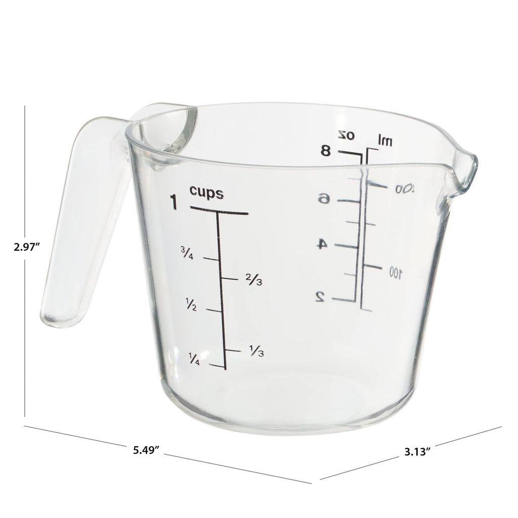1 Cup Large Spout Plastic Measuring Cup, Clear