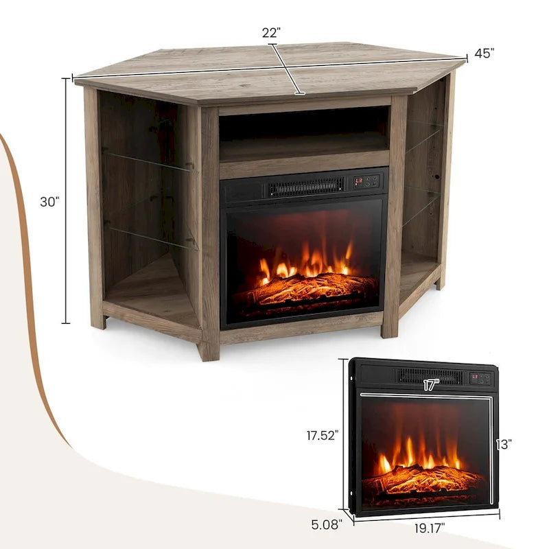 Costway Fireplace TV Stand w/ Led Lights & 18 Electric Fireplace for - See Details