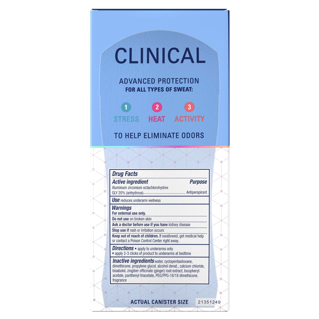 Clinical Antiperspirant Deodorant for Women, 100HR Sweat & Odor Protection, Pro-Hyaluronic Acid, Clear Gel, Clear Aloe, 2.6 oz