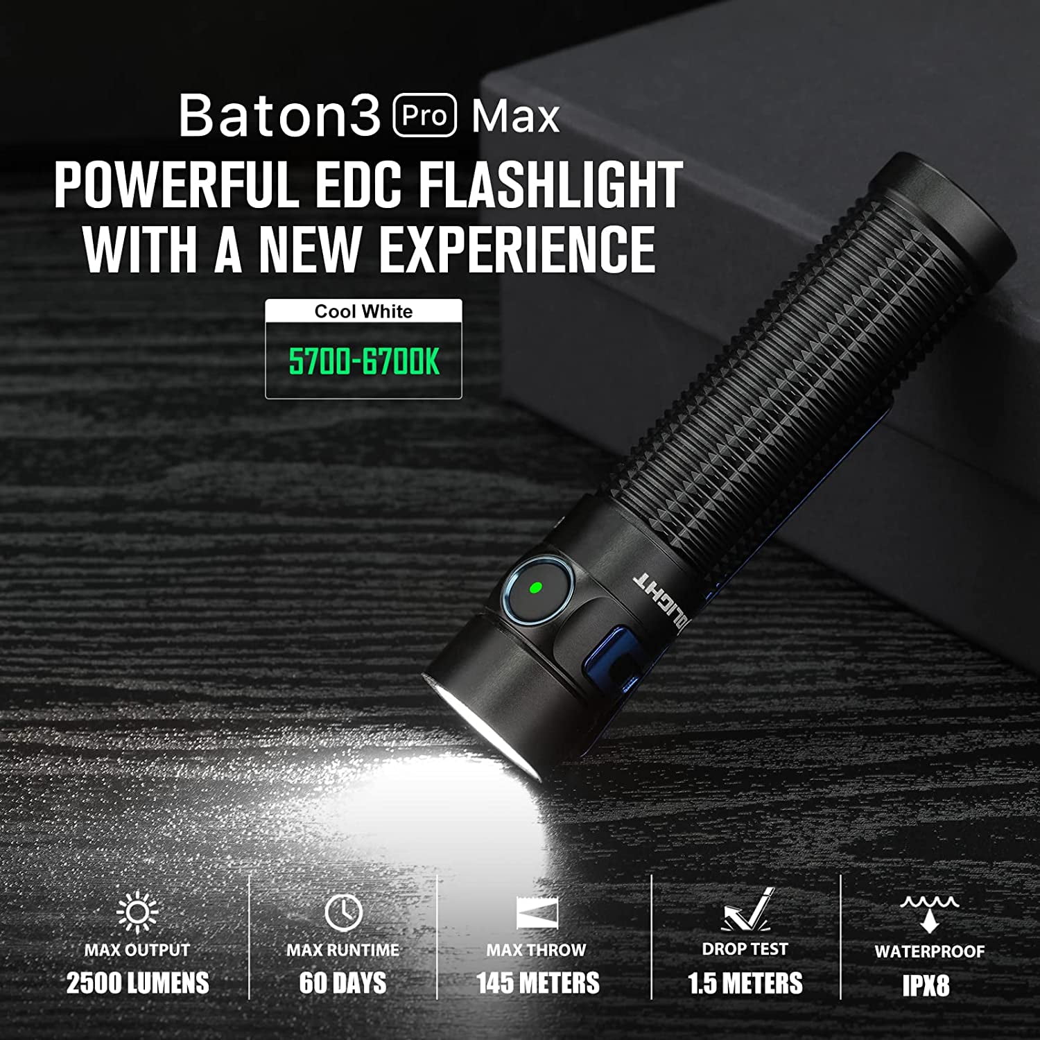 Baton 3 Pro Max 2500 Lumen Rechargeable EDC Flashlight
