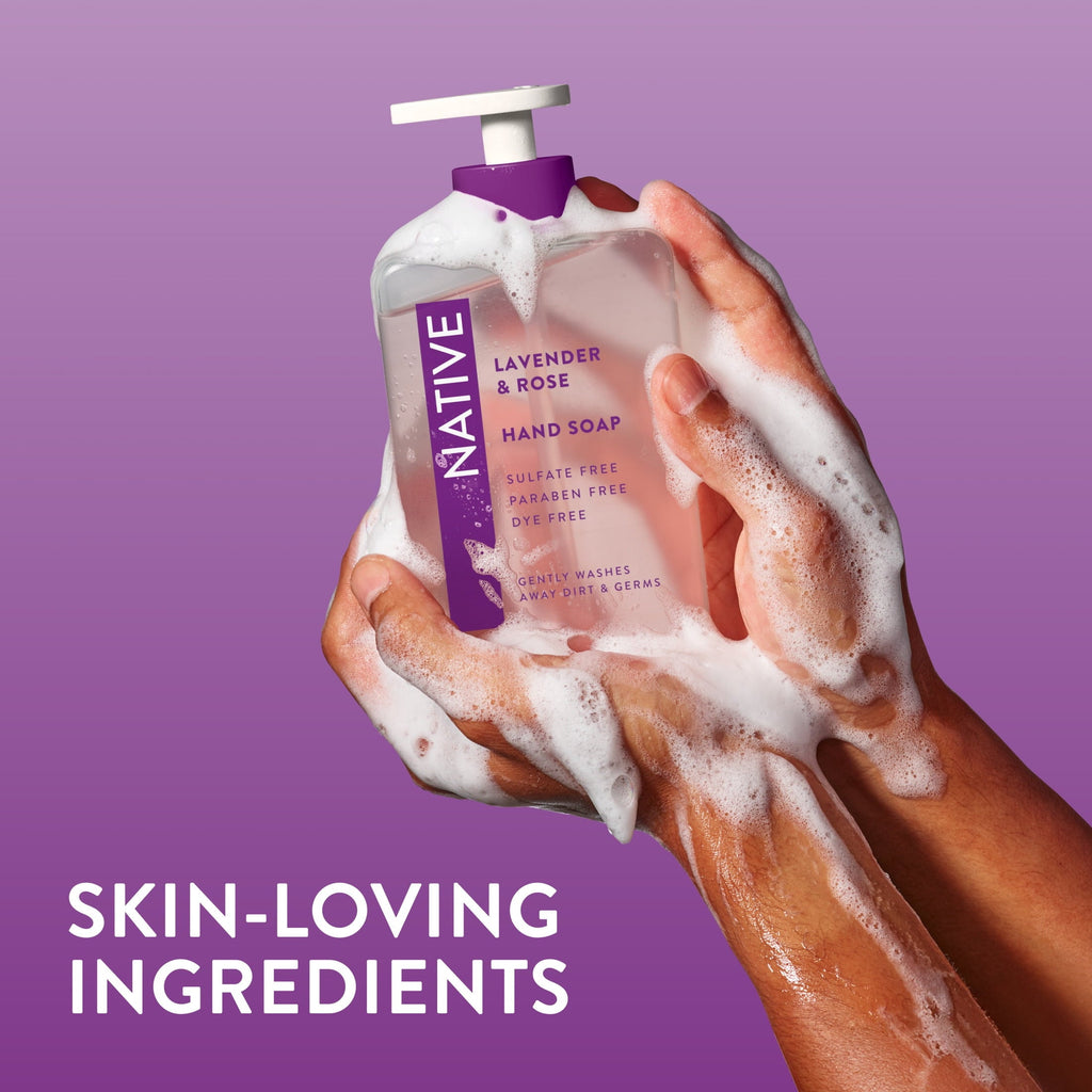 Liquid Hand Soap, Lavender & Rose, Non-drying, Naturally Derived Cleansers, Sulfate Free, 13 fl oz