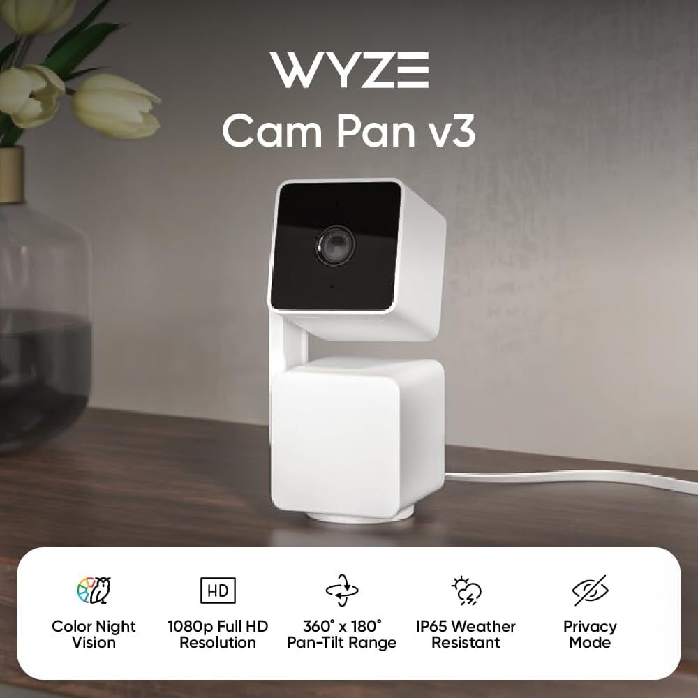 Box Wyze Cam Pan v3 Indoor/Outdoor 1080p Pan/Tilt Wi-Fi Security Camera