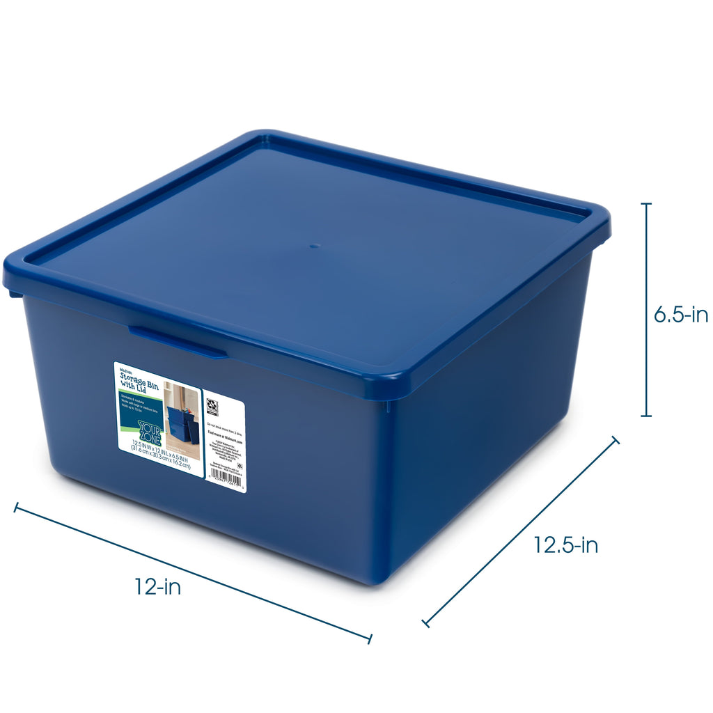 Kids Large Tinted Clear Plastic Stacking Storage Bin with Lid, Grey, 12 in x 12.4 in x 9.4 in