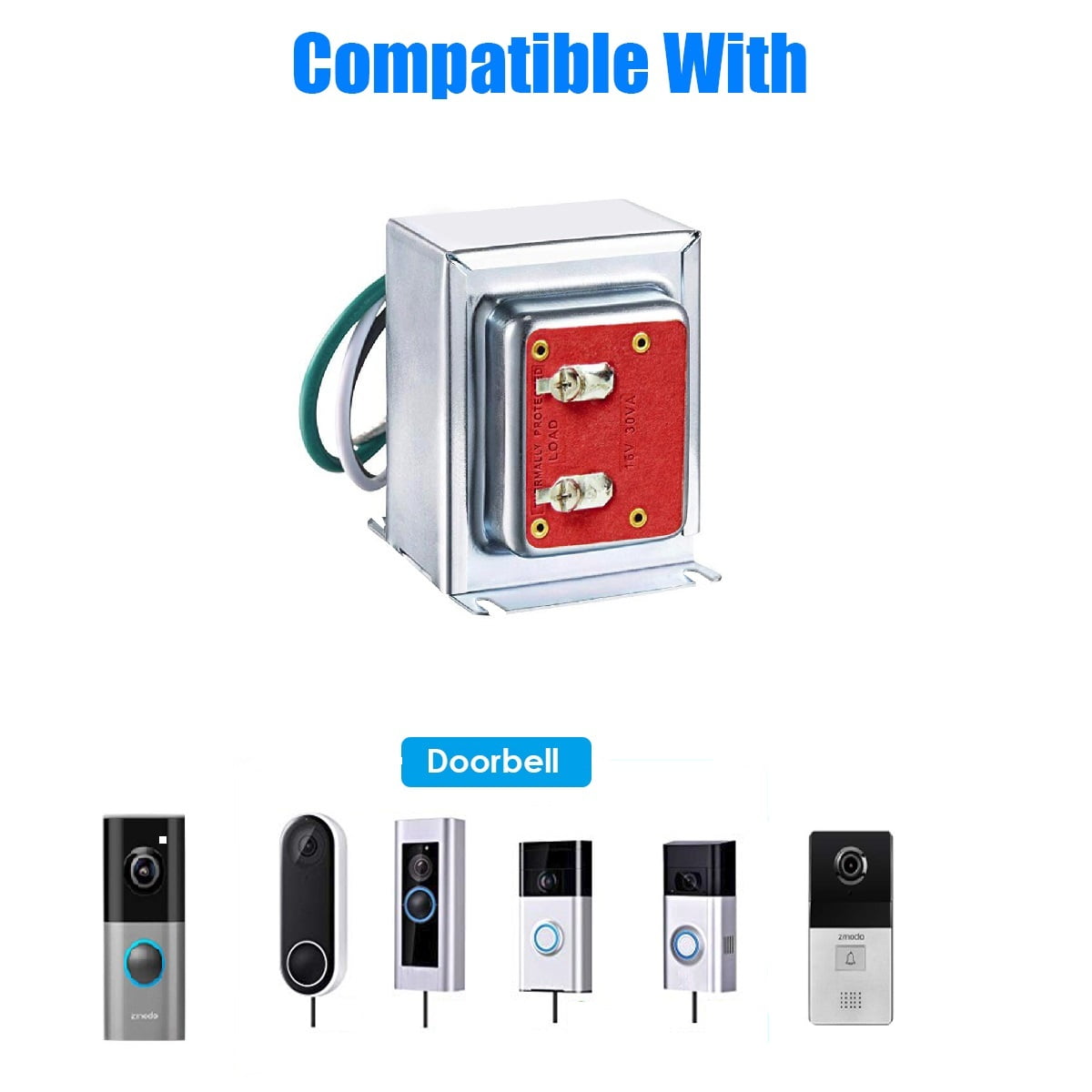 Compatible with Video Doorbell Pro,Nest, Eufy, Wyze, Arlo,Blink Wireless Video doorbell, 16v 30va Hardwired Door Chime Transformer