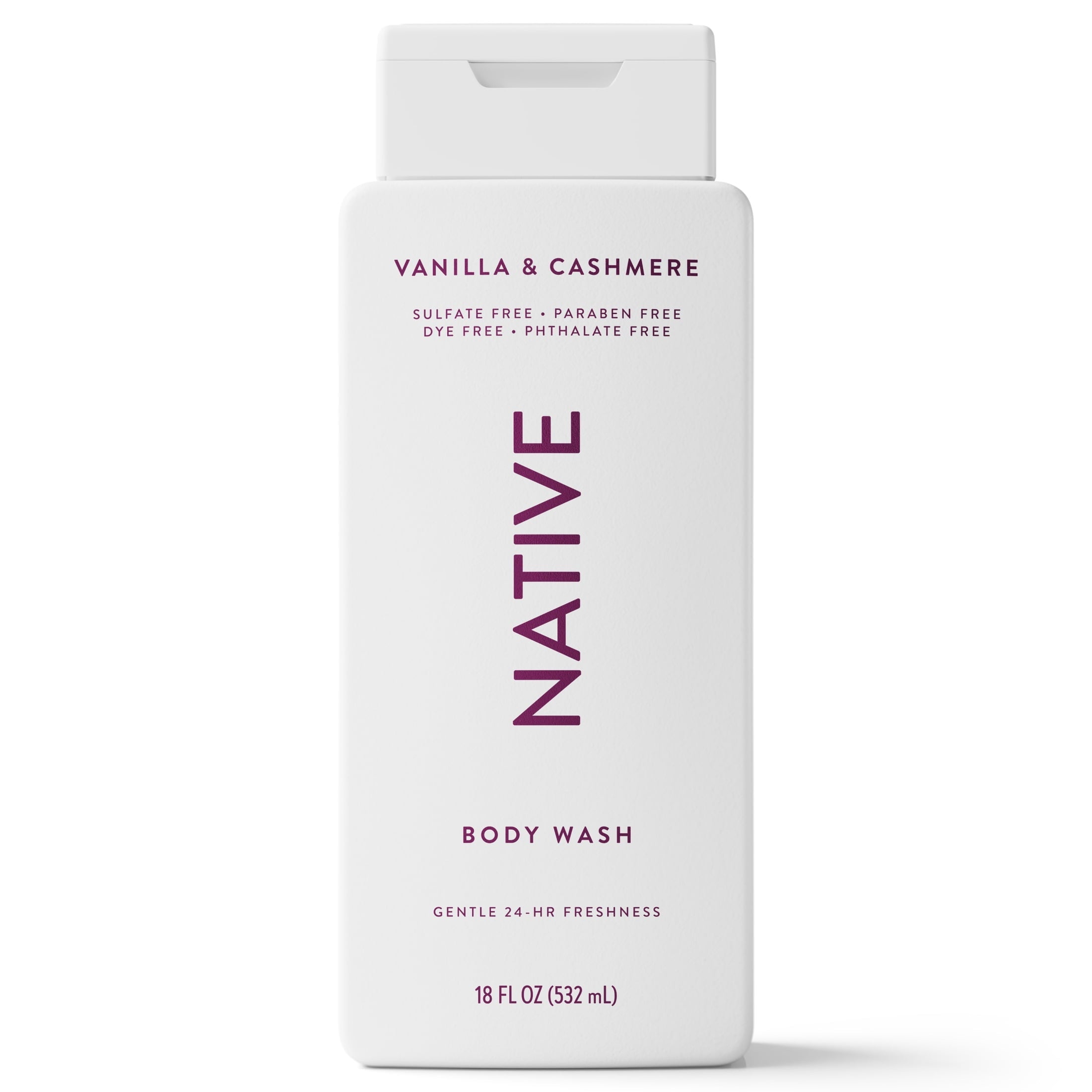 Body Wash, Vanilla & Cashmere, Sulfate Free, Naturally Derived Ingredients, 24hr Freshness, for Women & Men, 18 fl oz