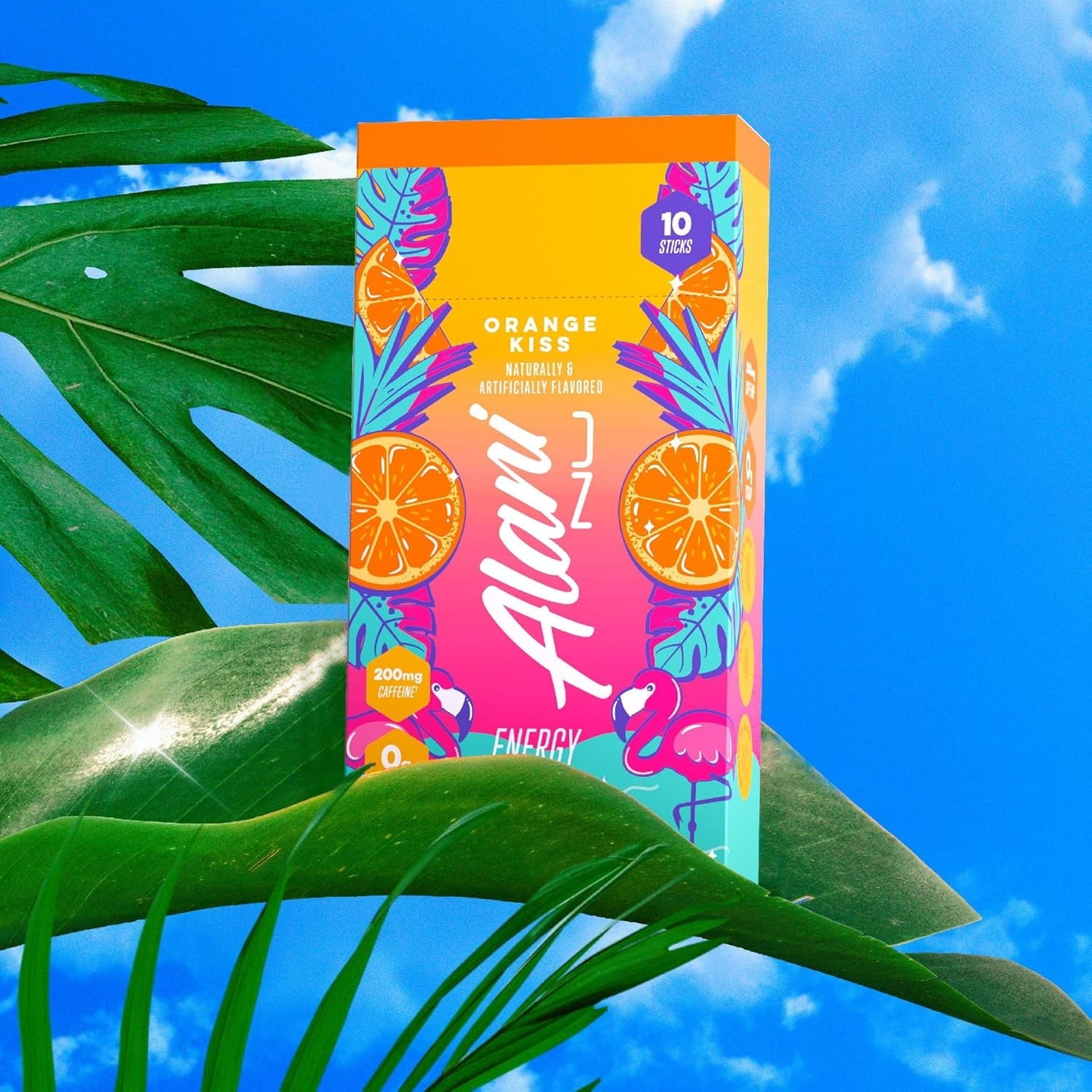 Energy Sticks, Orange Kiss, 10 Count, 200mg Caffeine, Zero Sugar