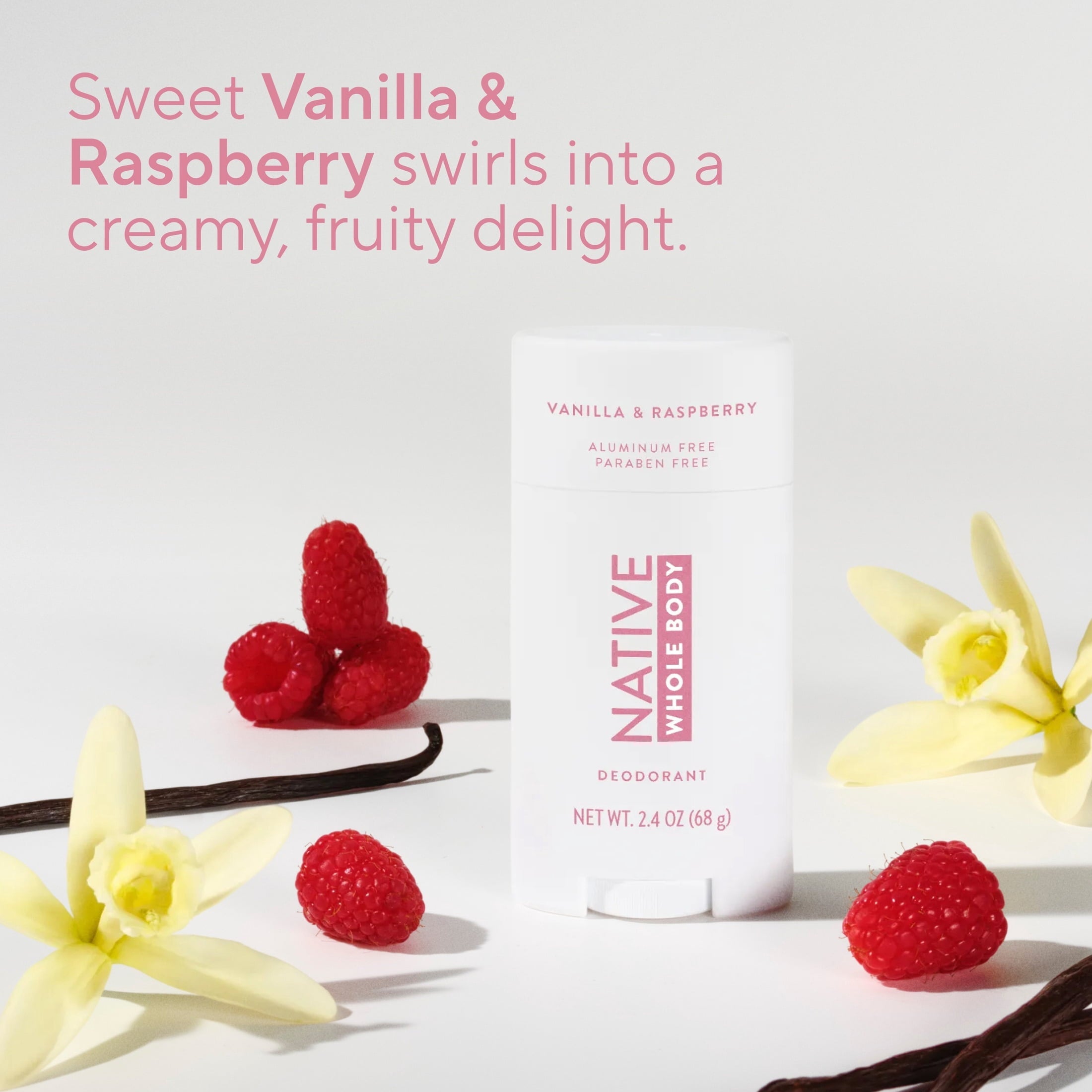 Aluminum Free Sensitive Whole-Body Deodorant Stick, Vanilla & Raspberry Scent 2.4 oz