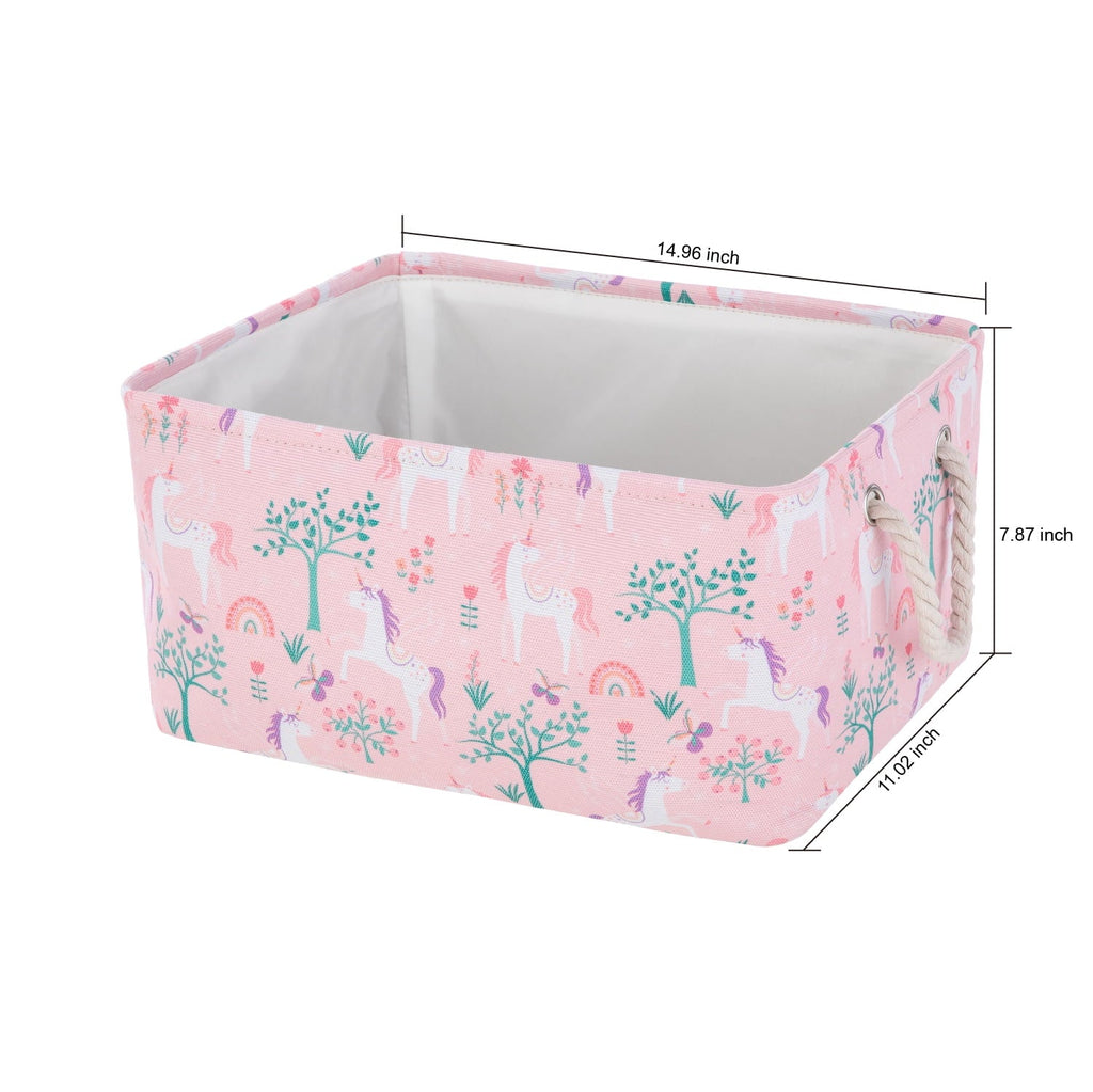Kids Butterfly Canvas Storage Basket with Handles, 15 in x 11 in x 7.8 in
