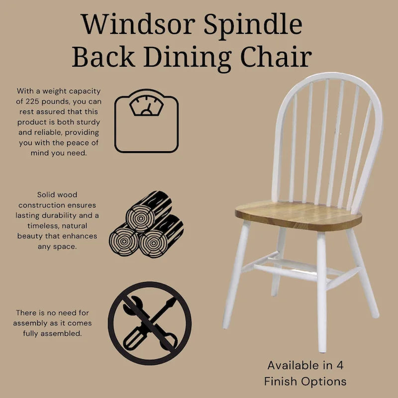 International Concepts Solid Wood Windsor Spindle Back Dining Chair