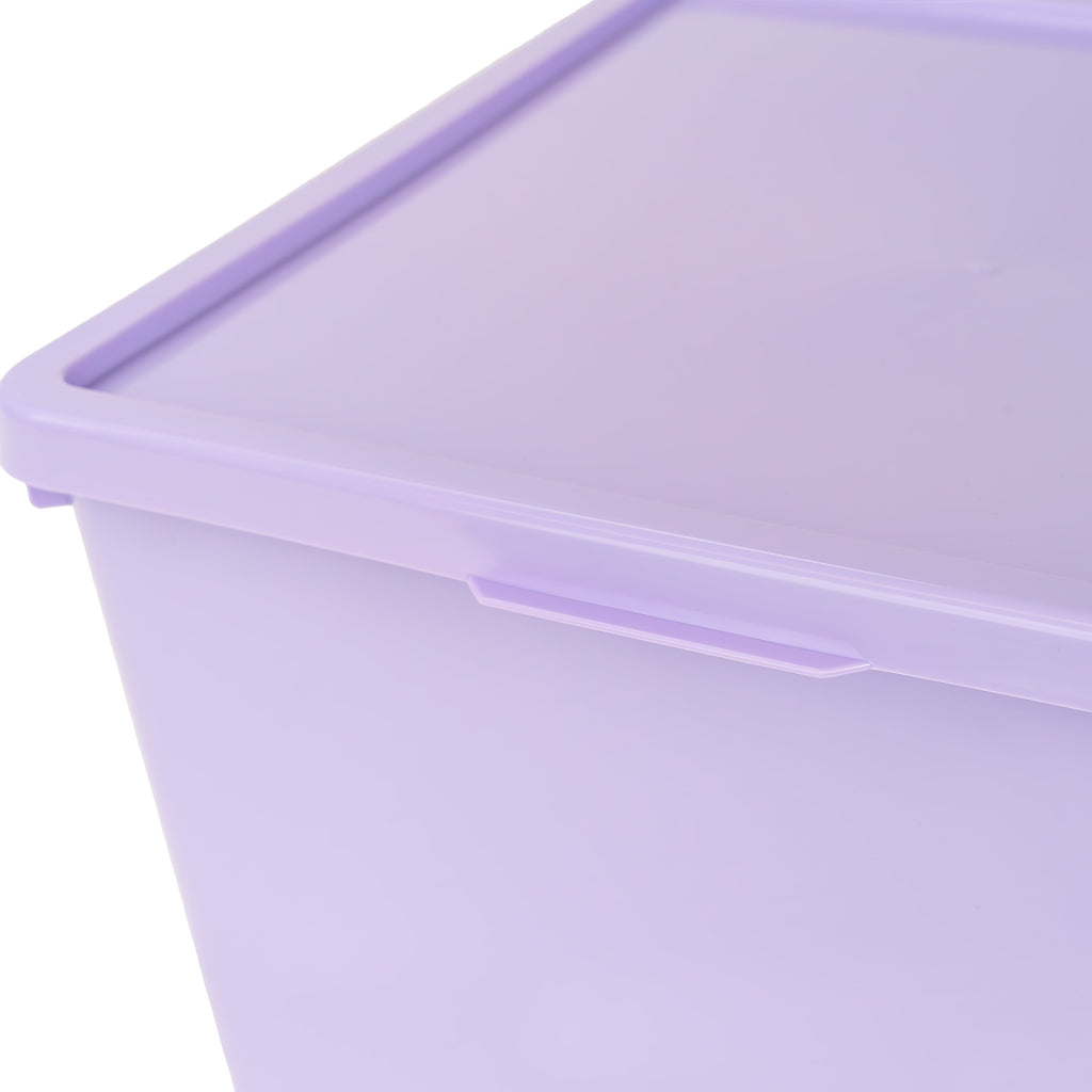 Kids Large Tinted Clear Plastic Stacking Storage Bin with Lid, Grey, 12 in x 12.4 in x 9.4 in