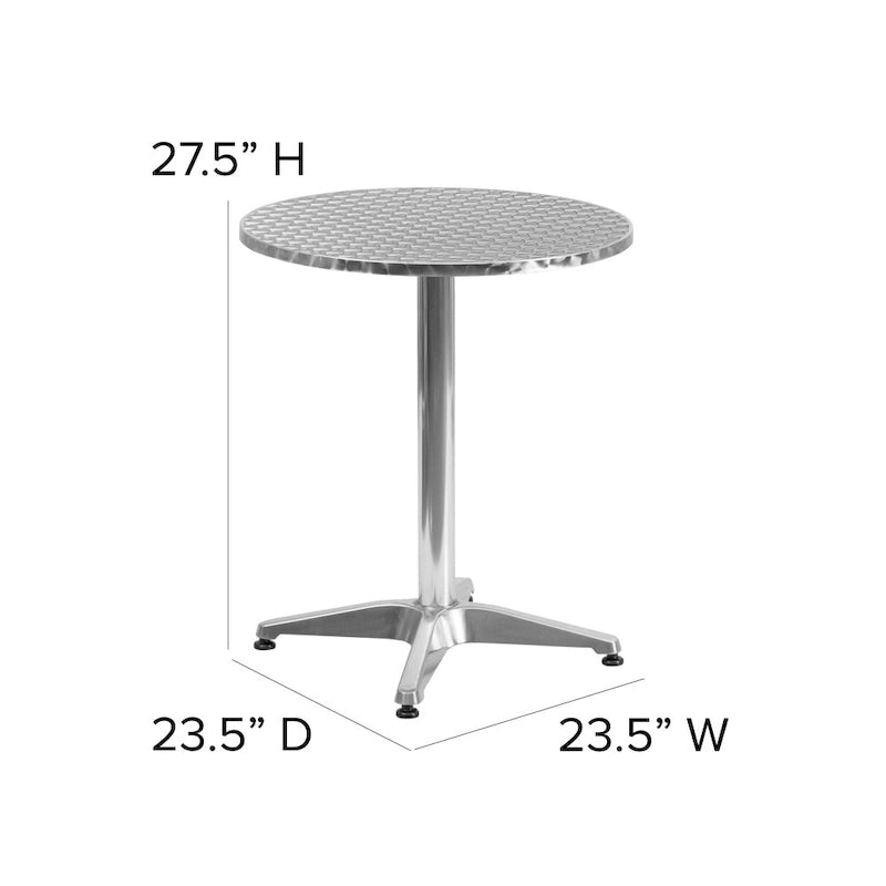 27.5 Round Aluminum Smooth Top Indoor-Outdoor Table with Base