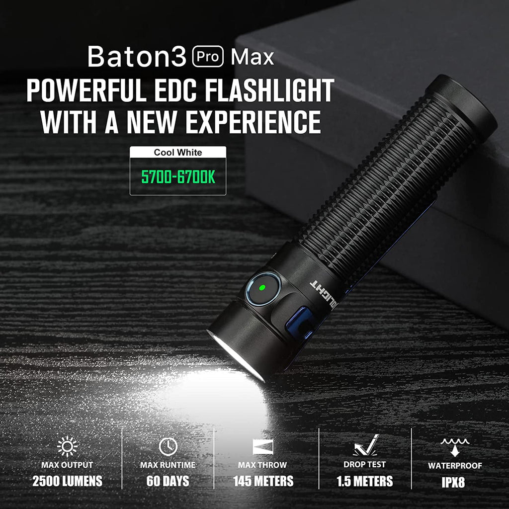 Baton 3 Pro Max 2500 Lumen Rechargeable EDC Flashlight