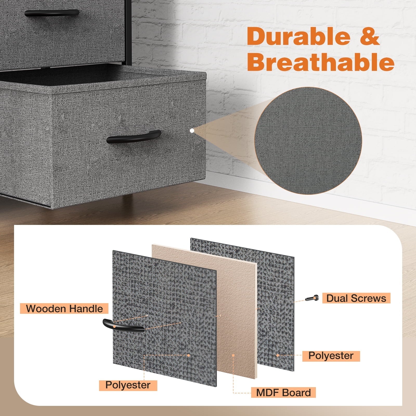 8-Drawer Fabric Dresser Storage Chest for Bedroom, Closet, Entryway, Storage Furniture for Adults, Black