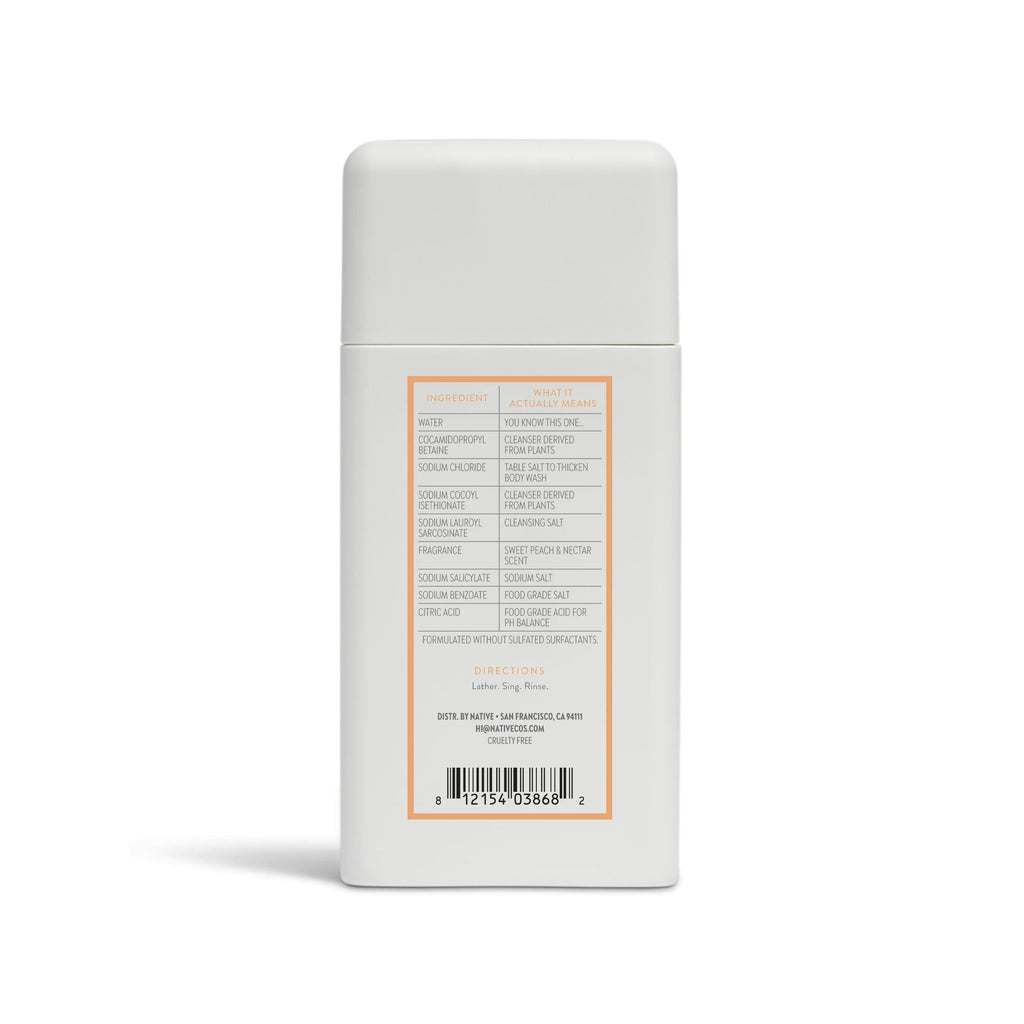 Body Wash, Sweet Peach & Nectar, Sulfate Free, Naturally Derived Ingredients, 24hr Freshness, for Women & Men, 3 fl oz