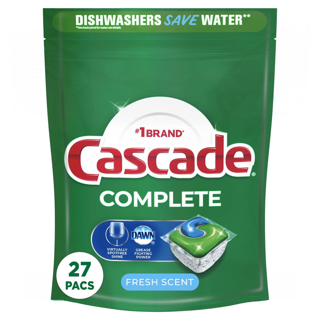 Complete Dishwasher Pods, Action Pacs Dishwasher Detergent, Dishwasher Tabs, Fresh, 27 Count