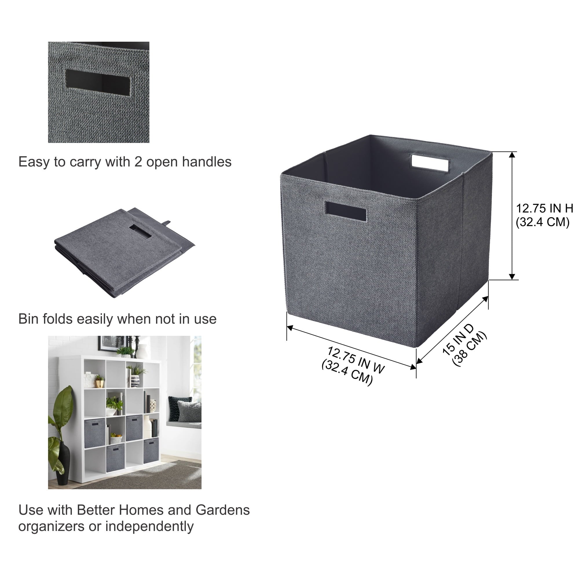 Better Homes & Gardens Collapsible Fabric Cube Storage Bin, Vanilla