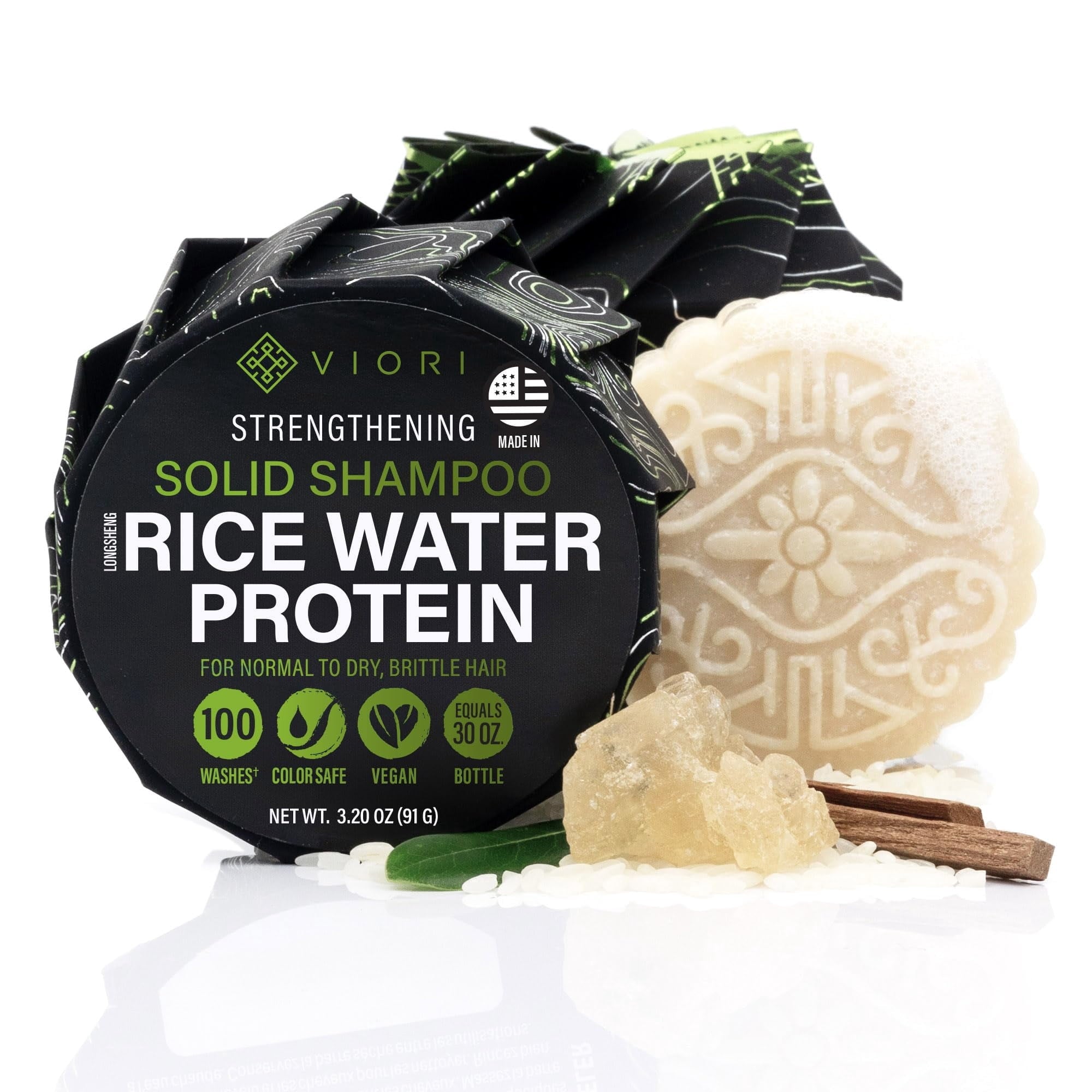 Handcrafted Sulfate Free for Hair Growth Daily Shampoo with Rice Water, Hidden Waterfall, 3.17 oz