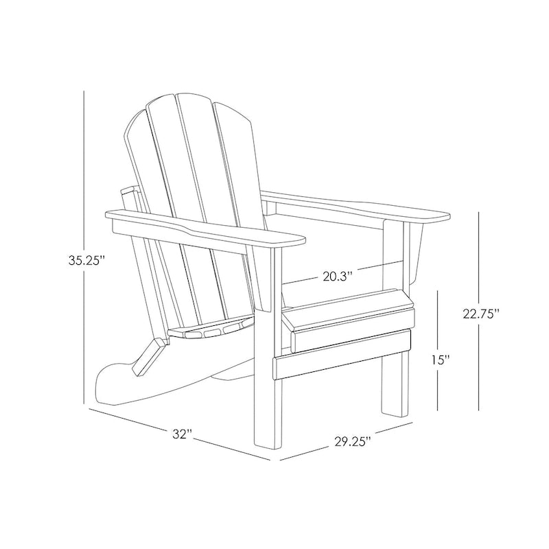 Polytrends Laguna Hdpe All Weather Outdoor Patio Foldable Adirondack Chair With Ottoman And Side Table (3-Piece Set)