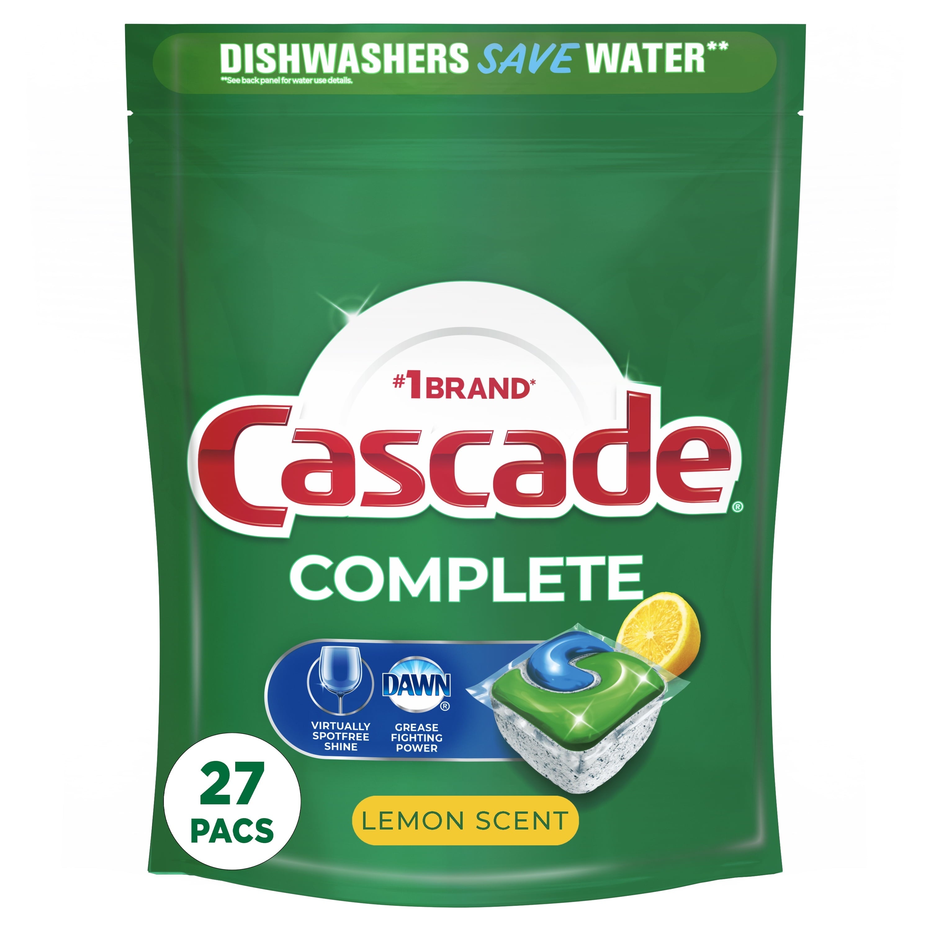 Complete ActionPacs Dishwasher Detergent, Lemon Scent, 27 Count