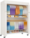ULIFHOME P8C Max Heavy Duty Clothes RackWith Extended Width Design Rolling Clothing Racks for Hanging Clothes with Lockable Wheels51.2"W x 15.8"D x 80.5"HLoad 700LBSWhite Rack with White Cover