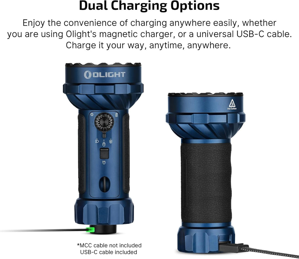 Marauder Mini 2 Bright Flashlight 10,000 Lumen with 750 Meters Beam Distance, Rechargeable Light with Dual Charging & 5 Lighting Modes for Outdoor, Camping, Emergencies (Midnight Blue)