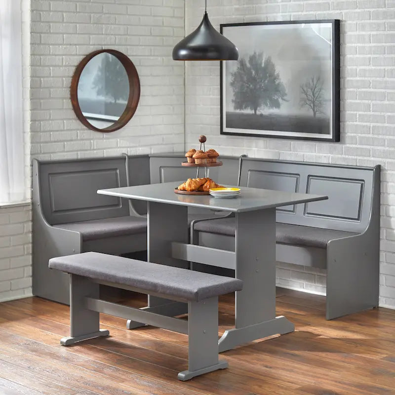 Simple Living Polly 3-piece Cushioned Corner Nook Dining Set