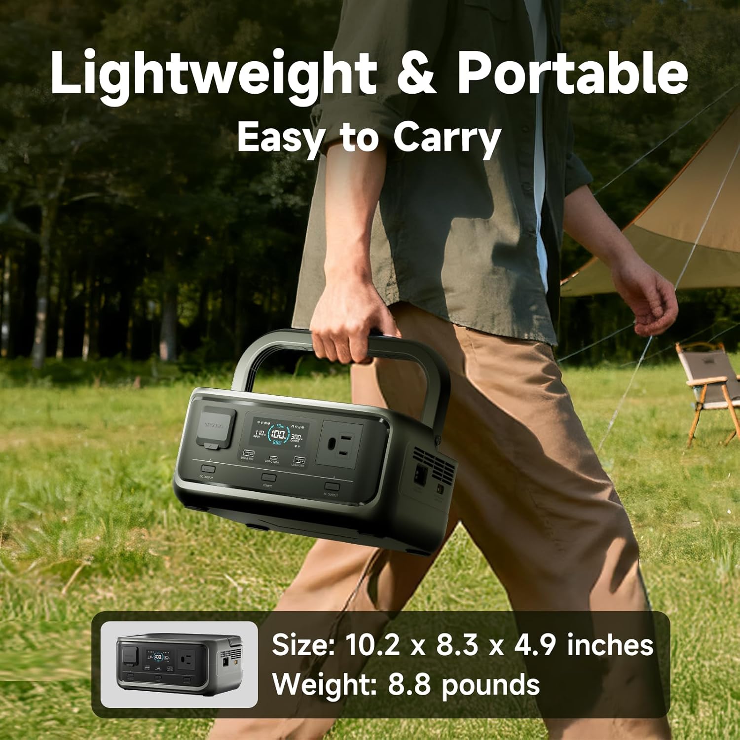 ALLPOWERS VOLIX P300 300W(600W peak) Portable Power Station with UPS Function,256Wh LiFePO4 Battery,MPPT 110W Max,1-Hour AC Fast Charge to 80%,Home Backup,Office,RV,Camping