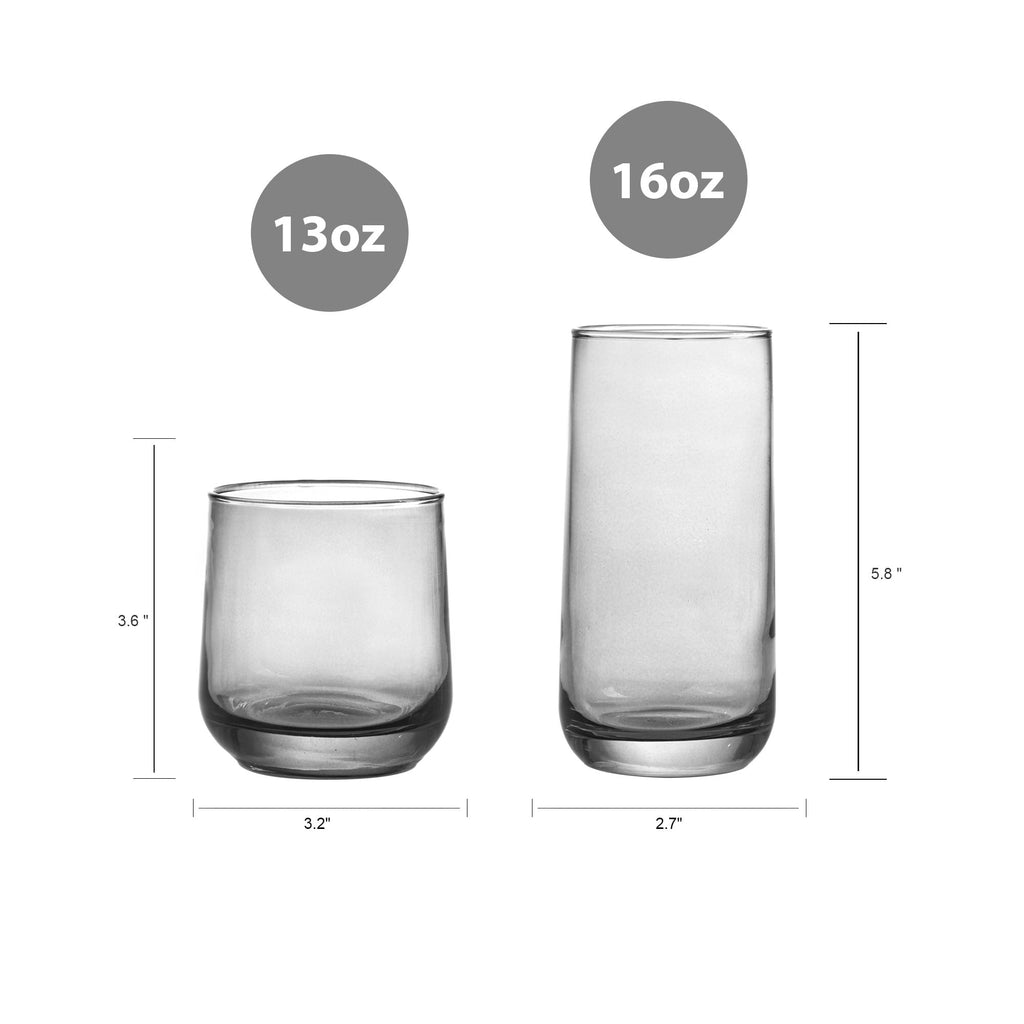 Better Homes & Gardens Josie 16-Piece Smoke Drinkware Set