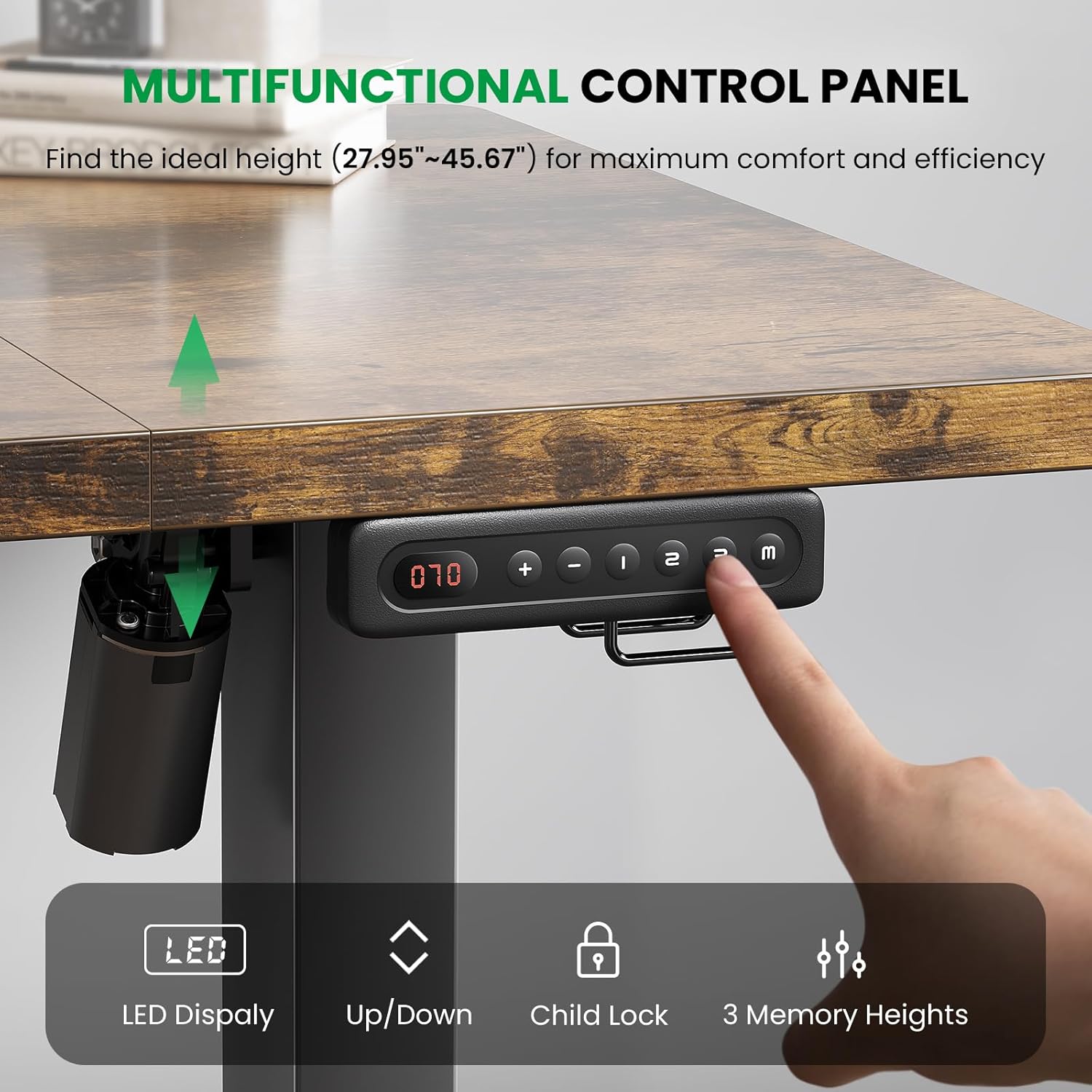SIAGO Electric Standing Desk Adjustable - 48 x 24 Inch Sit Stand up Desk with 0.8 Inch Thick Tabletop - Adjustable Height Table with 3 Memory Preset, Cable Management for Home Office