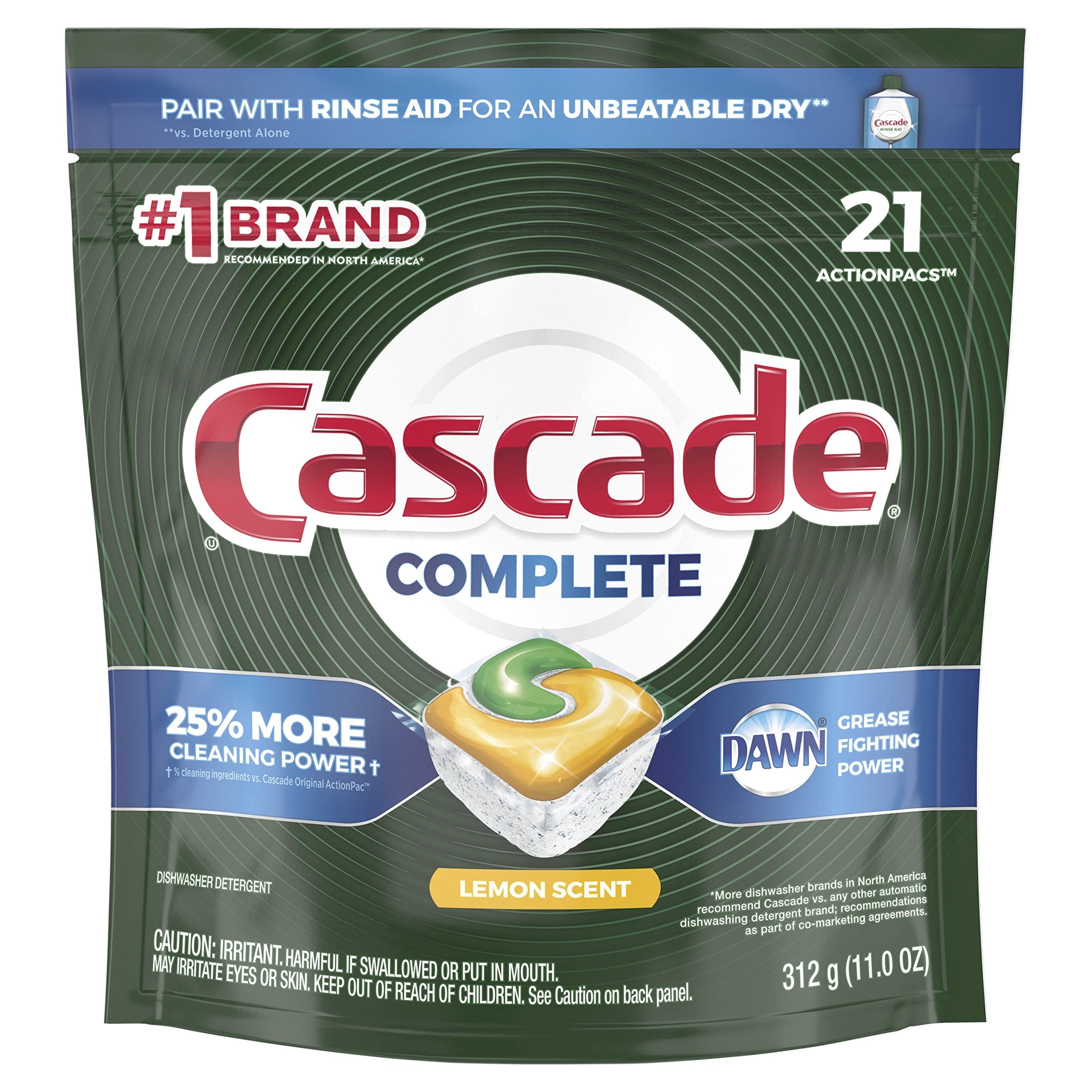 Complete ActionPacs Dishwasher Detergent - Lemon Scent, 21 count