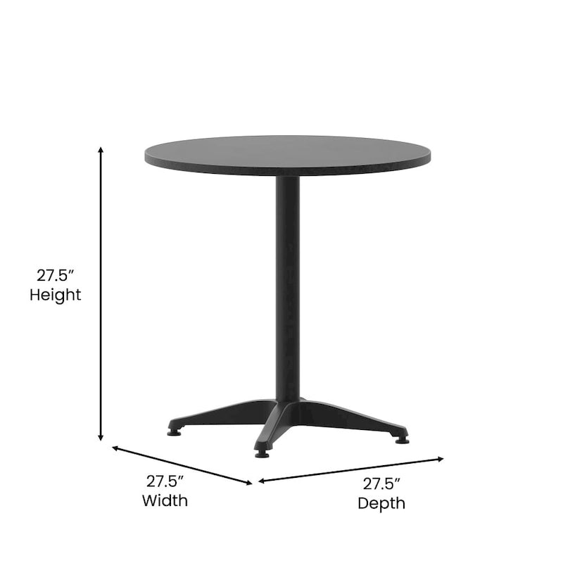 27.5 Round Aluminum Smooth Top Indoor-Outdoor Table with Base