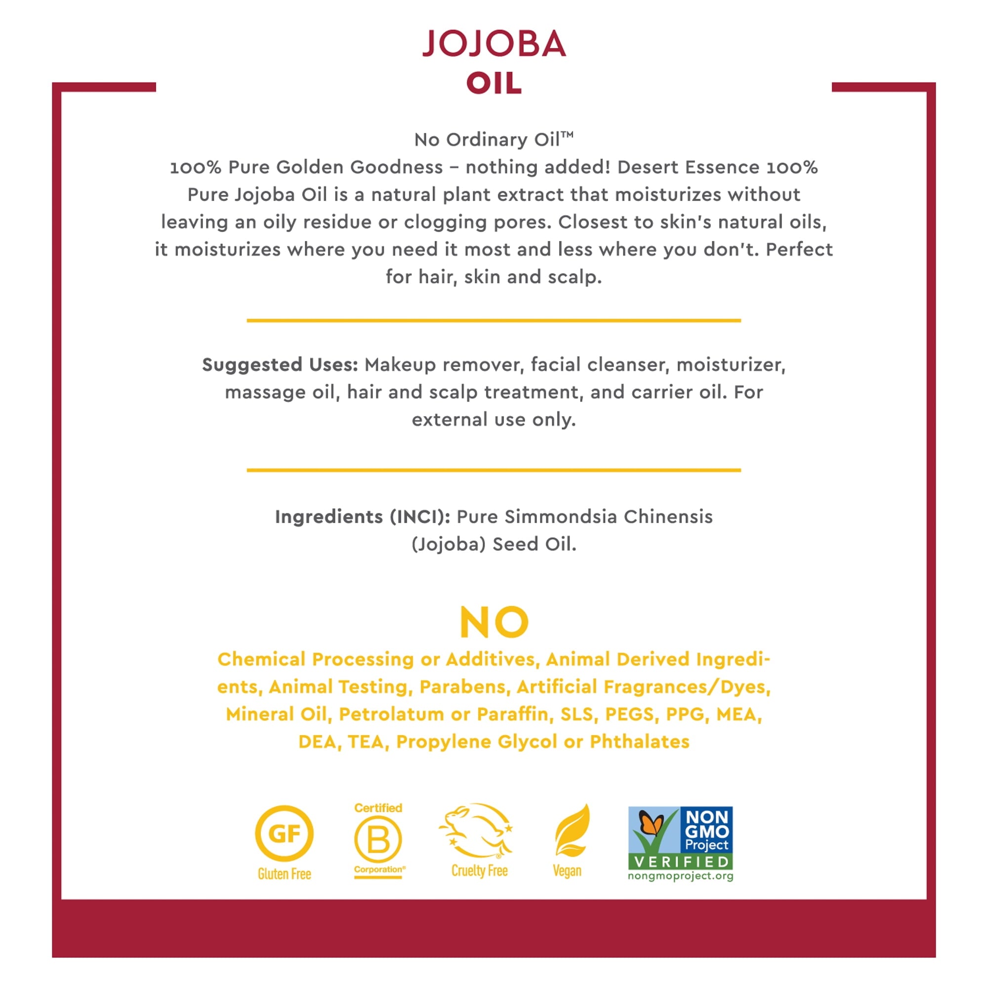 100% Pure Jojoba Oil 4 fl oz Liq